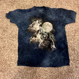 2XL Short Sleeve "The Mountain" 3 wolves howling at the moon t shirt